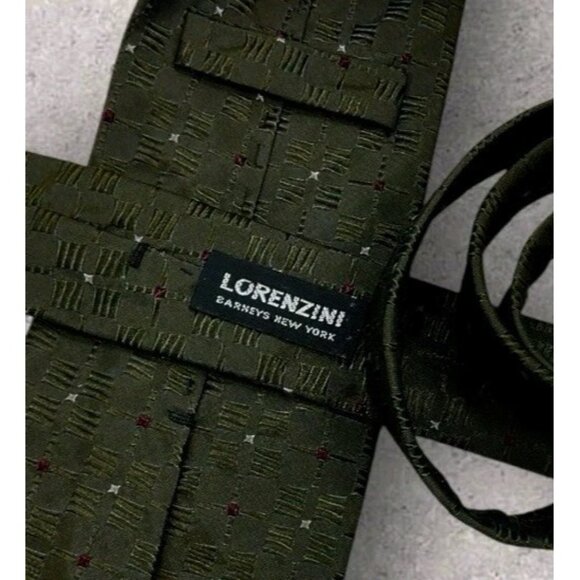 LORENZINI Silk Tie ITALY Gray Geometric W:3.7" EUC - Picture 2 of 6